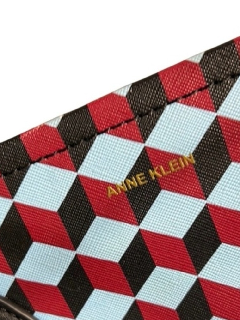 Anne Klein Pink & Blue Geometric Lion Tote - Picture 3 of 8